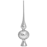 SIKORA SP6 Highlights aus Glas mit Glitzer Verzierung 2 Größen, Farbe:Silber, Größe:H ca. 29 cm (für Bäume von ca. 120 bis 170 cm)