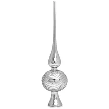 SIKORA SP6 Highlights aus Glas mit Glitzer Verzierung 2 Größen, Farbe:Silber, Größe:H ca. 29 cm (für Bäume von ca. 120 bis 170 cm)