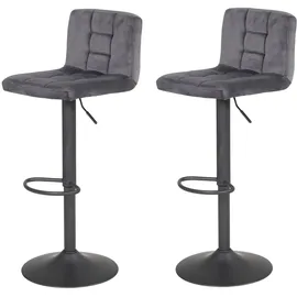 Hela Barhocker Amanda Samtvelour grau 2er Set