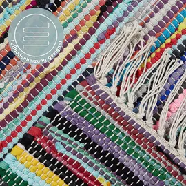 Andiamo »Multi« rechteckig 10 mm Höhe Flachgewebe, Fleckerl, reine Baumwolle, handgewebt, mit Fransen bunt