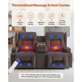 Vevor Loveseat Relaxsessel elektrisch 80 x 100 x 80 cm Braun mit Wärmefunktion und Massage