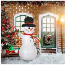 Outsunny Aufblasbar Weihnachtsdeko Schneemann mit LED-Beleuchtung Gartendeko