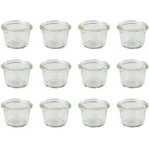 APS 82359 Original 12er Set WECK Gläser 35 ml, 5 cm, H: 3,5 cm, Sturzform ohne Deckel, Einmachglas, Dekoglas, Dessertglas, Vorratsglas, spülmaschinengeeignet, Transparent