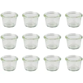 APS 82359 Original 12er Set WECK Gläser 35 ml, 5 cm, H: 3,5 cm, Sturzform ohne Deckel, Einmachglas, Dekoglas, Dessertglas, Vorratsglas, spülmaschinengeeignet, Transparent