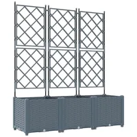 VidaXL Gartenpflanzgefäß mit Rankgitter 3 Teile Hellgrau 120x40x143 cm