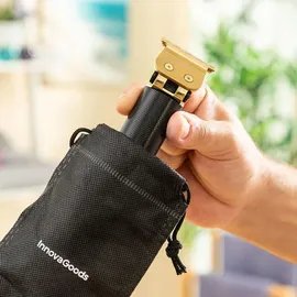 InnovaGoods Wiederaufladbarer Haarschneider T-Form, 3 Geschwindigkeiten, LCD-Display, Inkl. 6 Kämme & USB-C, Wasserdicht, Schwarz Golden, Kunststoff