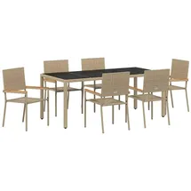 vidaXL Garten Essgruppe 7-Tlg Beige Schwarz Poly-Rattan 3365398