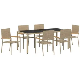 vidaXL Garten Essgruppe 7-Tlg Beige Schwarz Poly-Rattan 3365398