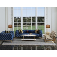 JVmoebel Sofa, Komplett Set Sofagarnitur 3 2 1 1 Sitzer Luxus Designer 4tlg. Ledersofa Leder blau
