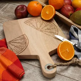 GAUMENKICK Schneidebrett Vesperbrett Mangoholz Zitronenmotiv Servierbrett natur Holzbrett