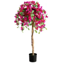 Costway 135 cm Kunstbaum mit Blüten, Kunstpflanze im Topf, Künstlicher Baum mit Azalee-Blumen, Realistische Topfpflanze, für Zuhause, Büro, Zimmerpflanze Dekopflanze Rosa