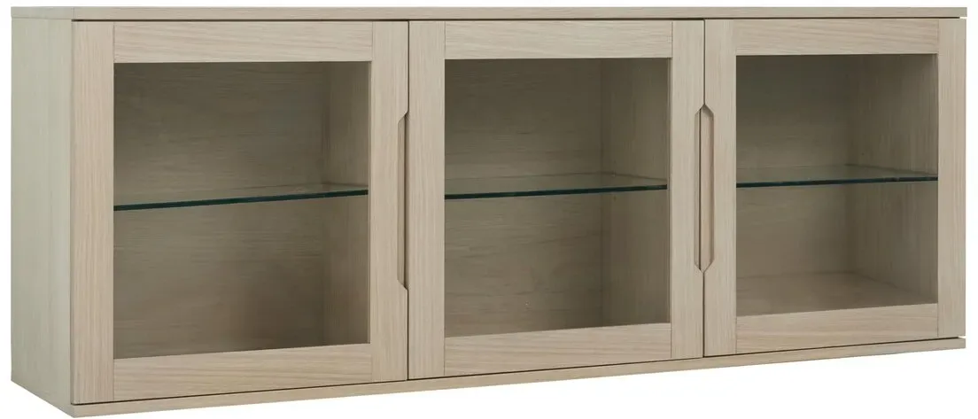 Hängevitrine Enimeta Eiche Whitewash 160 cm - 3 Türen, Glasböden & LED