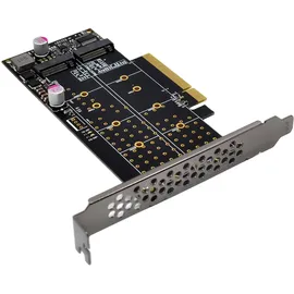 InLine PCIe Karte zu 2x intern NVMe M.2 Key M - Bifurcation, x8