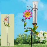 JFRISING Regenmesser aus Metall für Kolibri und Blumen, 89,9 cm, für den Außenbereich, Frostschutz, Kunststoff, Regenmesser mit Pfahl, Kolibri-Regenmesser, perfekte Dekoration für Garten, Rasen und