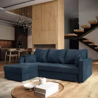 Masseno Ecksofa NIDA mit Schlaffunktion L-Form, Sofa mit Bettkasten, Wohnzimmersofa, Couch, Soffa, Bettsofa, Couchgarnitur- Blau, INARI 80 - Blau