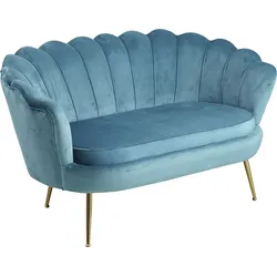 2-Sitzer SALESFEVER "Clam Komfort-Duo-Sitz", blau, B:136cm H:78cm T:76cm, Samtvelours (100% Polyester), Sofas, Muscheldesign-Breite 136 cm: Pure Extravaganz