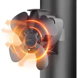 Kaminventilator Magnetisch, Leiser Kamin Ventilator Ofenventilator Ohne Strom, Kaminlüfter für Holz/Brennholz/Feuerstelle/Ofenrohr, Stove Fan for Fireplace, mit 2pcs Magnete &1pcs Ersatzteil Ring