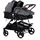 Chipolino Geschwisterkinderwagen Duo Smart klappbar umbaubar verstellbar Fußsack grau dunkelgrau