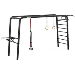 BERG PlayBase L Sport Klettergerüst Heim Fitnessgerät mit Dip-Bar, Klimmzustange, Fitness-Seil & Turnringe