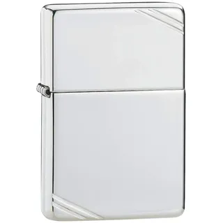 Zippo Sturmfeuerzeug - High Polish Sterling Silver with Slashes, Base Model - Nachfüllbar - Wiederverwendbar - Windfestes Design - Geschenkbox - Made in USA