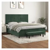vidaXL Boxspringbett 180 x 200 cm Dunkelgrün