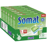 Somat All in 1 Pro Nature Spülmaschinen-Tabs, 336 (6x56) Tabs, umweltfreundlich mit 100 Prozent Somat Leistung, mit wasserlöslicher Folie