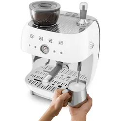SMEG Manuelle Espresso-Kaffeemaschine mit Kaffeemühle Weiß