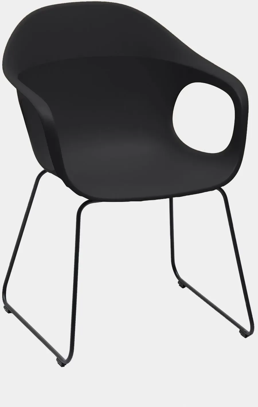Kristalia Elephantino Outdoor Armlehnstuhl mit Kufengestell Sitz graphit / Gestell graphit