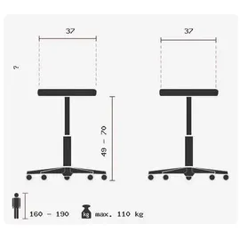 TOPSTAR Sitness High Bob schwarz/alu poliert