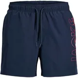 Jack & Jones PlusSize Badeshorts JPSTMAUI WAVE LOGO Blau 4XL