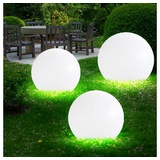 ETC Shop 3er Set LED Solar Außen Leuchte Garten Deko Steck Lampen Kugeln weiß 15 und 25 cm