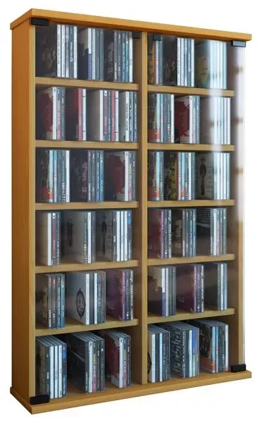 Preisvergleich Produktbild Holz CD DVD Stand Regal Roma Glastür