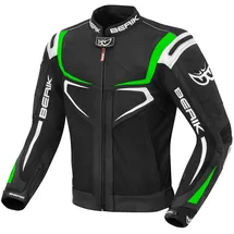 Berik Radic Motorrad Leder- / Textiljacke Schwarz/Grün/Weiß 50