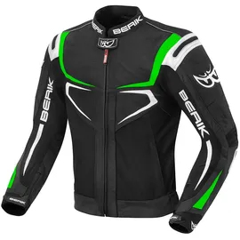 Berik Radic Motorrad Leder- / Textiljacke Schwarz/Grün/Weiß 50
