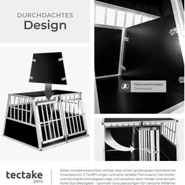 Tectake tectake® Hundetransportbox doppel, mit schräger Rückwand, verschließbare Gittertür, mit schützenden Kunststoffecken