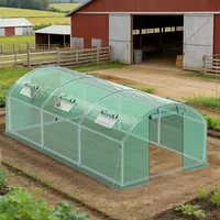 Wolketon Gewächshaus, Tomatenhaus Mit Tür 6 Fenster, 300x600x200 Cm, Grün