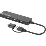 Manhattan 180863 USB-Hub 4 Port USB-A 3.0 Typ-C / Typ-A Kombi-Hub Schwarz