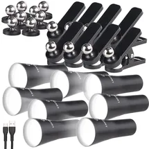 Lunartec 8er 3in1-Akku-Wand-, Klemm- und Taschenlampe, mit 3 Leuchtmodi,schwarz