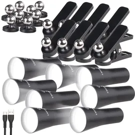 Lunartec 8er 3in1-Akku-Wand-, Klemm- und Taschenlampe, mit 3 Leuchtmodi,schwarz