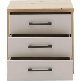 Priess Nachtschrank PRIESS "Warburg hochwertiges Möbelstück aus Deutschland", grau (eiche artisan, sandgrau), B:50,5cm H:48cm T:35,5cm, Spanplatte, Schränke, Nachtschrank, aufgebaut geliefert Schubkästen mit Selbsteinzug und Metallgriffen