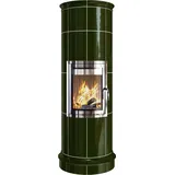 Kachelkamin Bellla Rosa 18 Tür: verchromt - Kacheln: Grün-Glänzend - Rad. 60/57RK - ECOplus