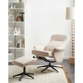 Beliani Fernsehsessel JAPET Bouclé 0 x 0 x 0 cm Beige mit verstellbarer Rückenlehne