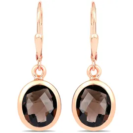 vira jewels Ohrhänger Vira Jewels rot vergoldet Rauchquarz 925 Silber one-size