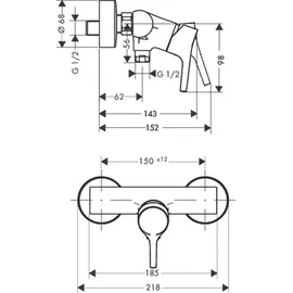 Hansgrohe Talis S Einhebel-Brausemischer Aufputz für 1 Verbraucher Chrom 72600000