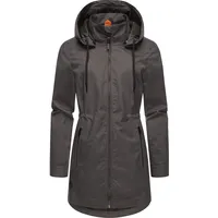 Ragwear Damen, Übergangsjacke leichte Jacke lang wasserdicht mit abnehmbarer Kapuze Dakkota II Dark Grey Melange Gr. M (38), grau (dunkelgrau), Obermaterial: 100% Polyester. Innenfutter: 100% Polyester, tailliert ca.