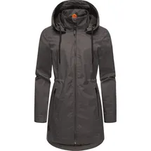 Ragwear Damen, Übergangsjacke leichte Jacke lang wasserdicht mit abnehmbarer Kapuze Dakkota II Dark Grey Melange Gr. M (38), grau (dunkelgrau), Obermaterial: 100% Polyester. Innenfutter: 100% Polyester, tailliert ca.