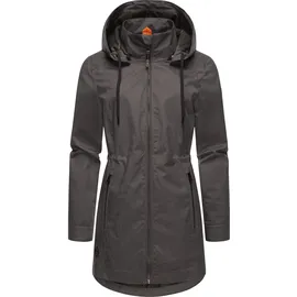 Ragwear Damen, Übergangsjacke leichte Jacke lang wasserdicht mit abnehmbarer Kapuze Dakkota II Dark Grey Melange Gr. M (38), grau (dunkelgrau), Obermaterial: 100% Polyester. Innenfutter: 100% Polyester, tailliert ca.