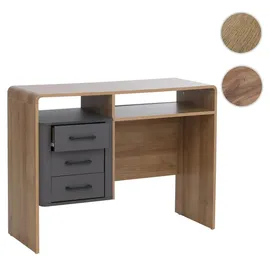 MCW Schreibtisch MCW-P43, Bürotisch Computertisch, 3 Schubladen MDF 75x100x40cm ~ Rivera-Eiche-Optik, dunkelgrau