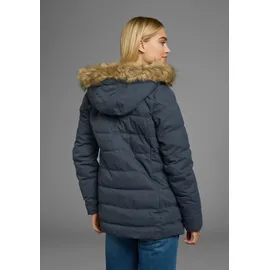 POLARINO Steppjacke POLARINO, Damen, Gr. 46, blau (marine), Obermaterial: 100% Polyester. Besatz: 100% Polyester. Futter: 100% Polyester. Wattierung: 100% Polyester, Strickbündchen, Jacken Steppjacke, mit abnehmbarer Kapuze, mit Fellimitat, viele Taschen