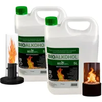 10 Liter Bioethanol ohne Geruch (2 x 5L Kanister) | Biobrennstoff für Bioethanol-Kamine, für Ethanol-Kamin, Tischkamin Indoor/Outdoor – Rauchfrei & sauber – von Bioetanol AEG BP-BZ-10L